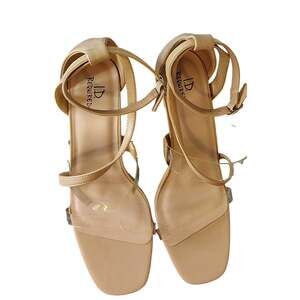 I.D. Required Nude Clear Strap Stiletto Heels Square Toe 9.5 Sandals